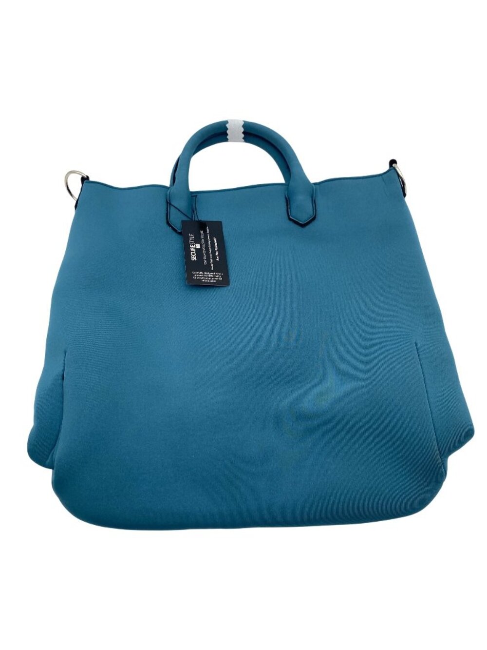 K.CARROLL Teal Blue RFID SecureStyle Tote Bag Handles Detachable Strap Neoprene